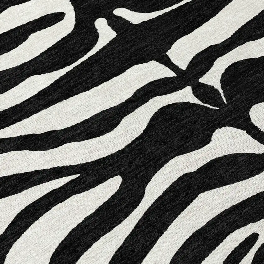 Black And Ivory Animal Print Washable Indoor Outdoor Area Rug Photo 8