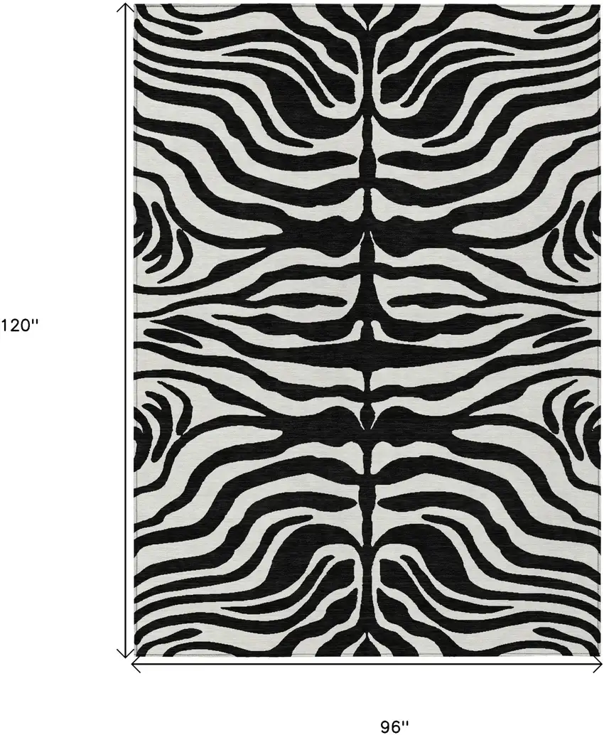 Black And Ivory Animal Print Washable Indoor Outdoor Area Rug Photo 3