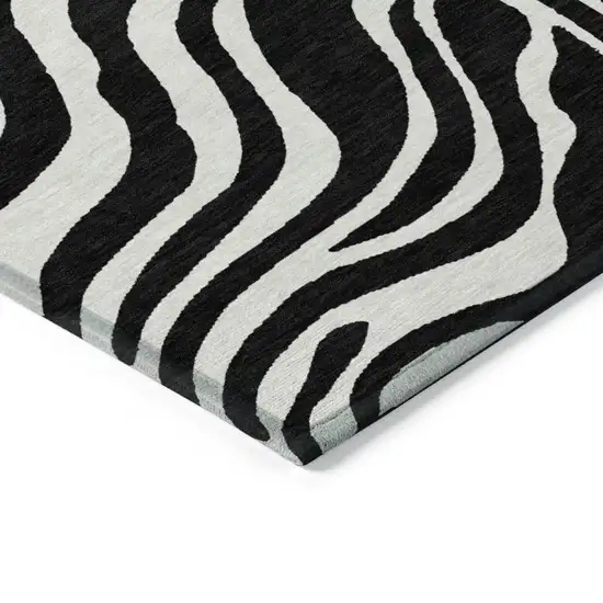 Black And Ivory Animal Print Washable Indoor Outdoor Area Rug Photo 5