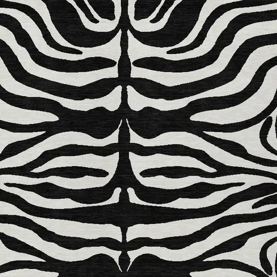 Black And Ivory Animal Print Washable Indoor Outdoor Area Rug Photo 6