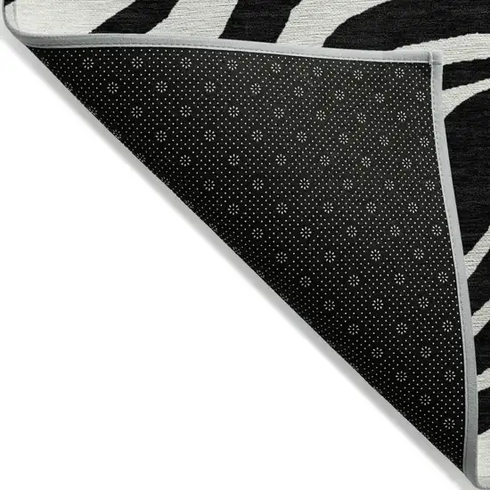 Black And Ivory Animal Print Washable Indoor Outdoor Area Rug Photo 4