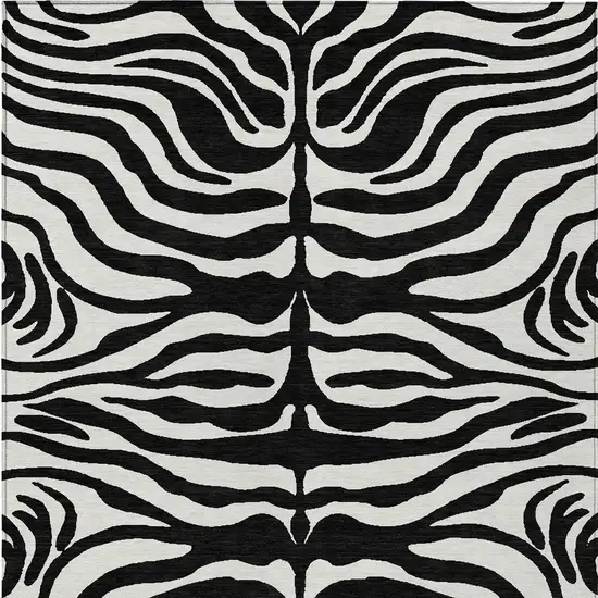 Black And Ivory Animal Print Washable Indoor Outdoor Area Rug Photo 6