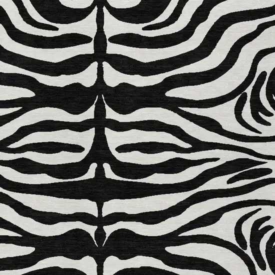 Black And Ivory Animal Print Washable Indoor Outdoor Area Rug Photo 5