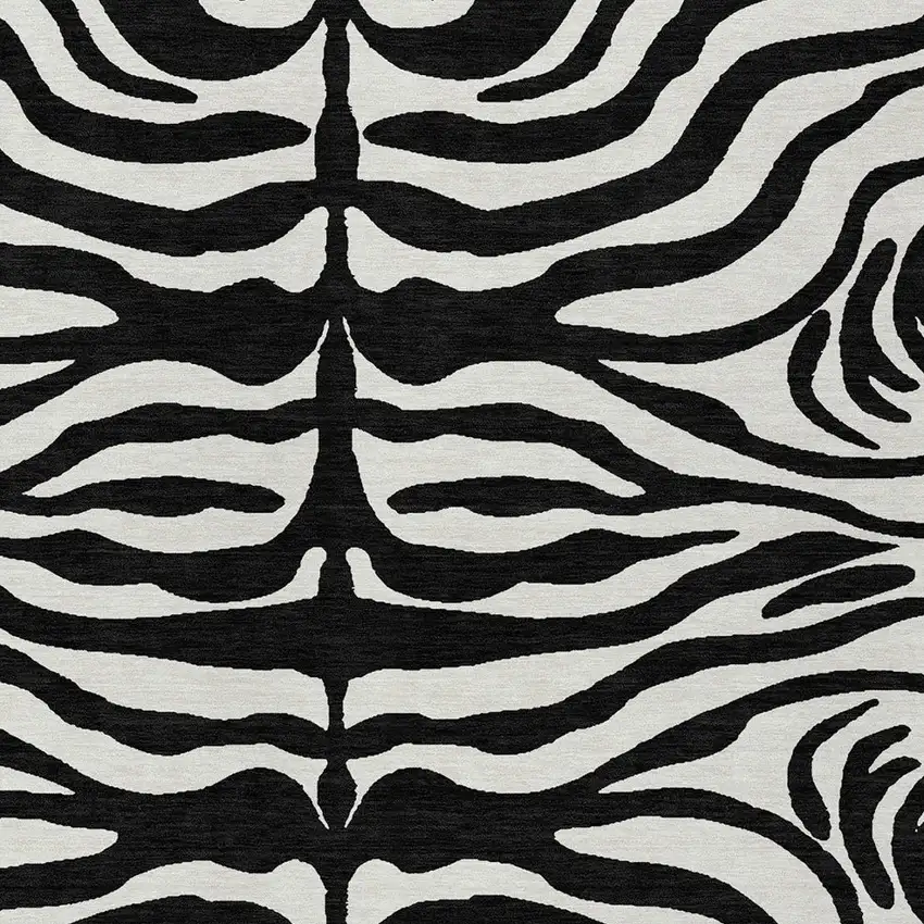 Black And Ivory Animal Print Washable Indoor Outdoor Area Rug Photo 5