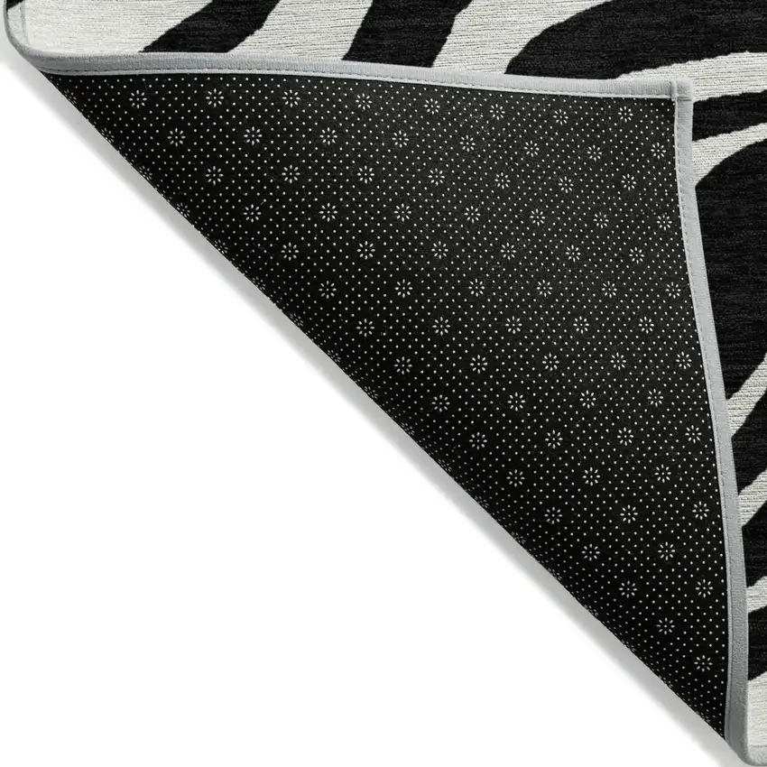 Black And Ivory Animal Print Washable Indoor Outdoor Area Rug Photo 3