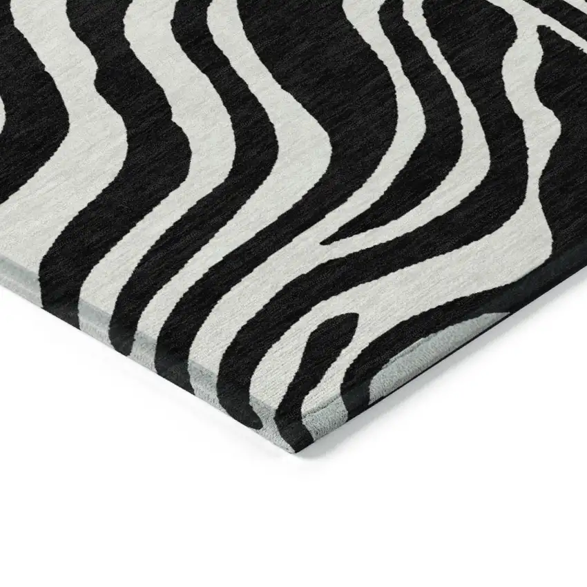 Black And Ivory Animal Print Washable Indoor Outdoor Area Rug Photo 4
