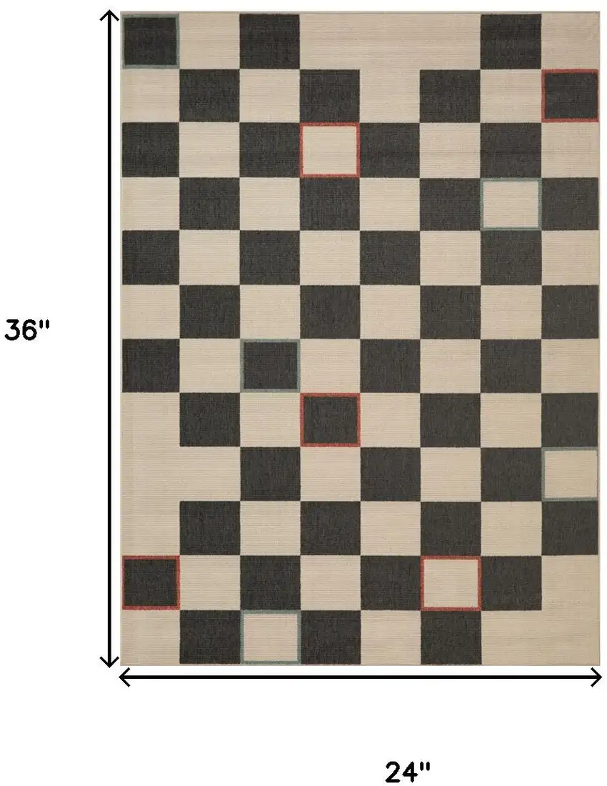 Black And Ivory Checkered Area Rug Photo 3