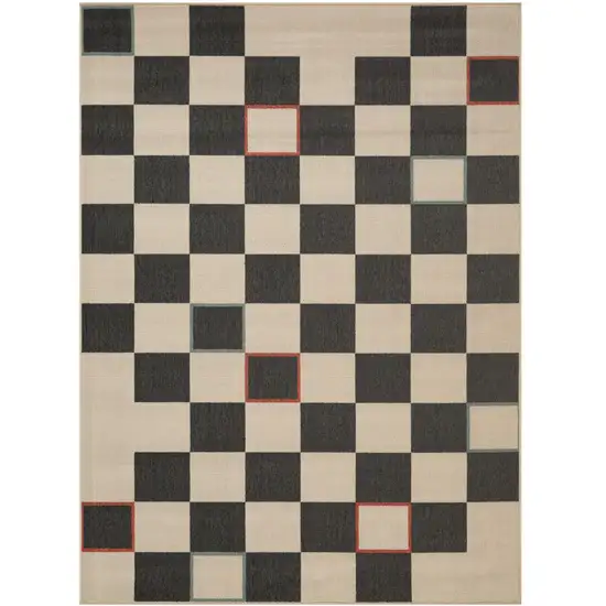 Black And Ivory Checkered Area Rug Photo 2
