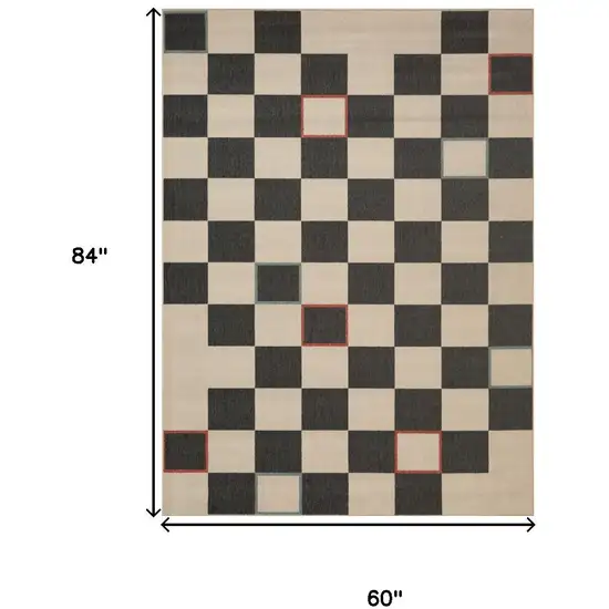 Black And Ivory Checkered Area Rug Photo 3