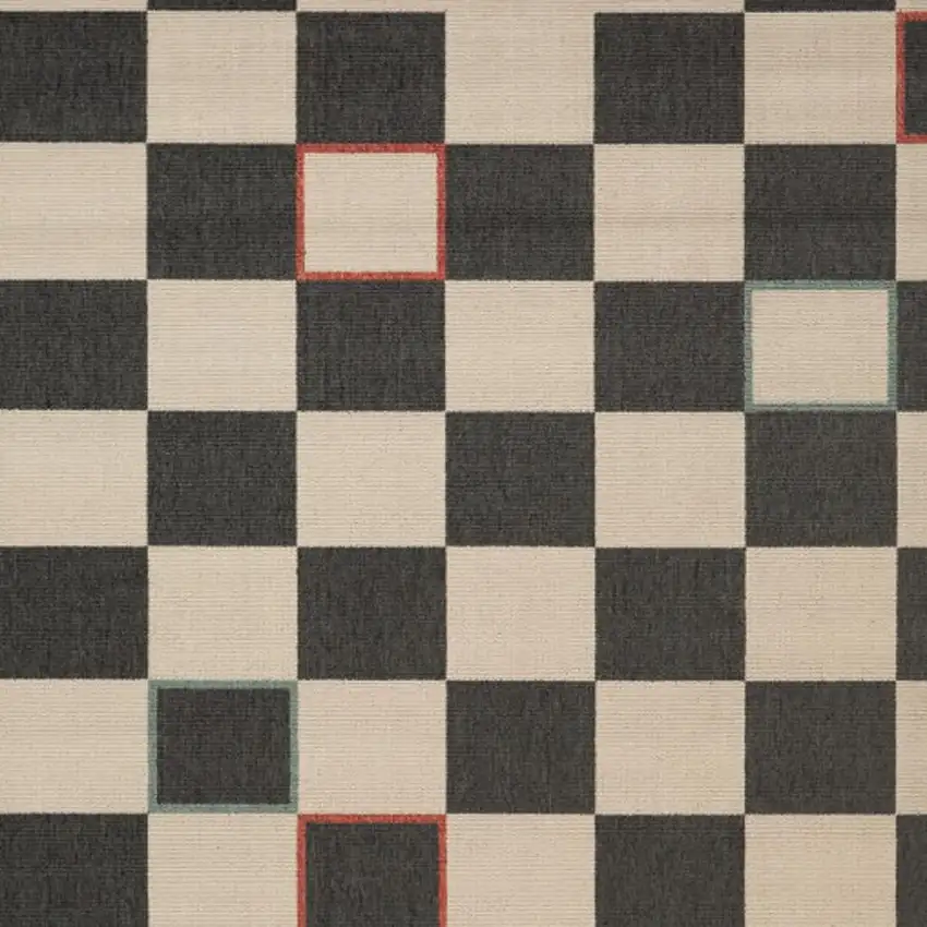 Black And Ivory Checkered Area Rug Photo 4