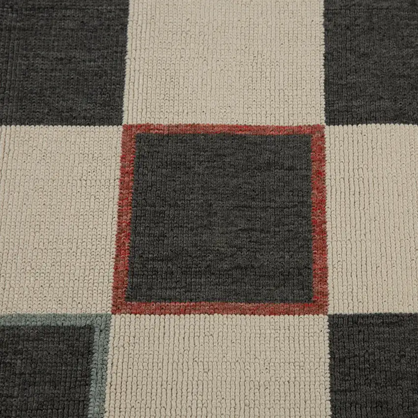 Black And Ivory Checkered Area Rug Photo 8