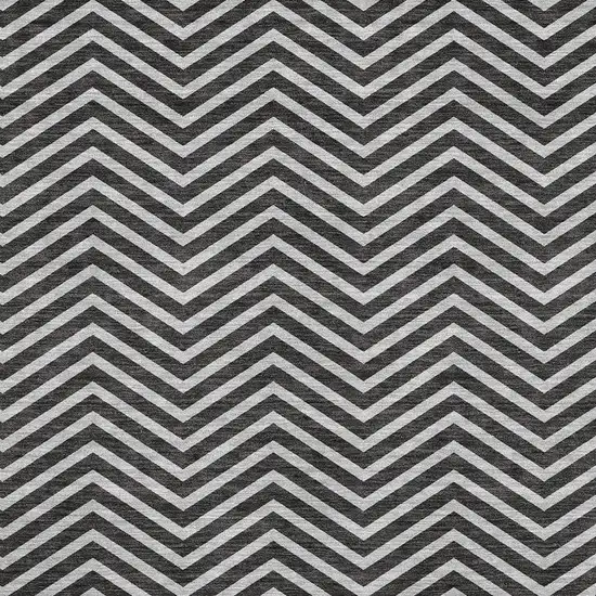 Black And Ivory Chevron Washable Area Rug With UV Protection Photo 2