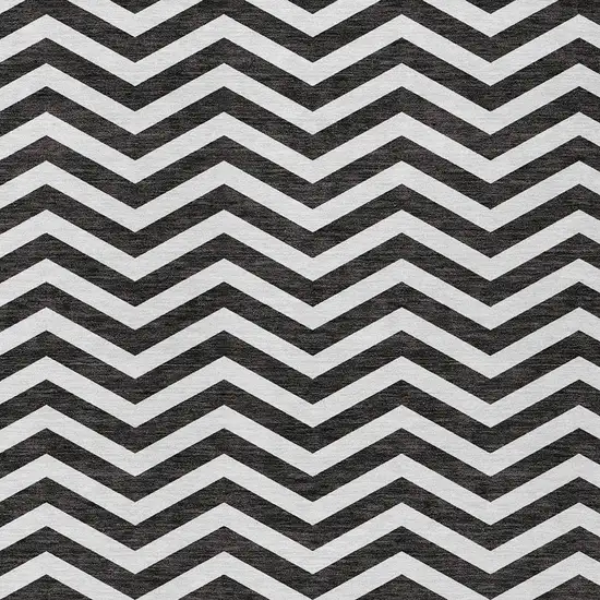Black And Ivory Chevron Washable Indoor Outdoor Area Rug Photo 6