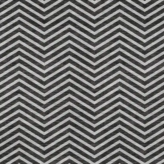 Black And Ivory Chevron Washable Indoor Outdoor Area Rug Photo 5