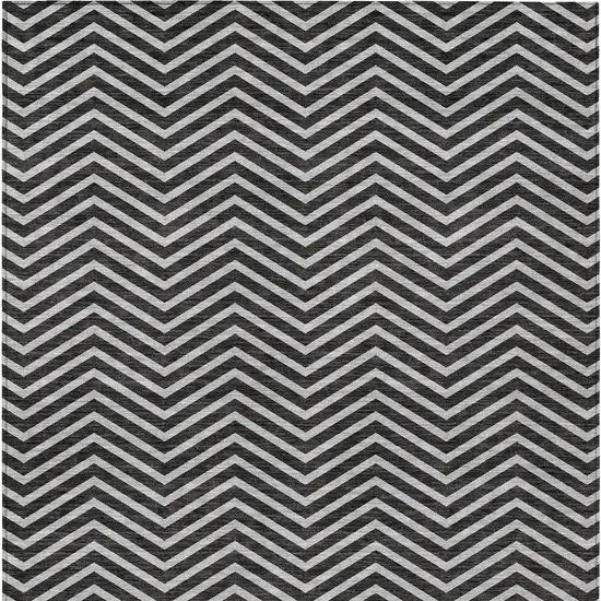 Black And Ivory Chevron Washable Indoor Outdoor Area Rug Photo 7