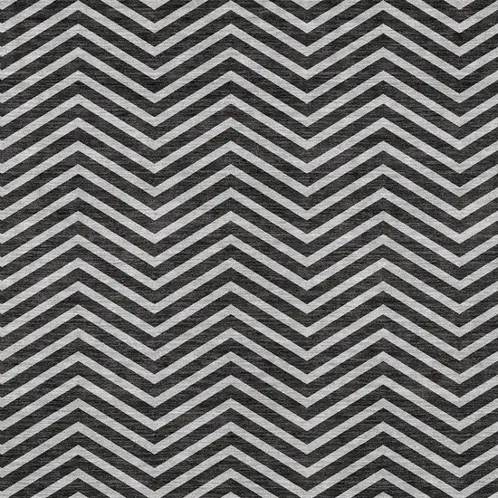 Black And Ivory Chevron Washable Indoor Outdoor Area Rug Photo 5
