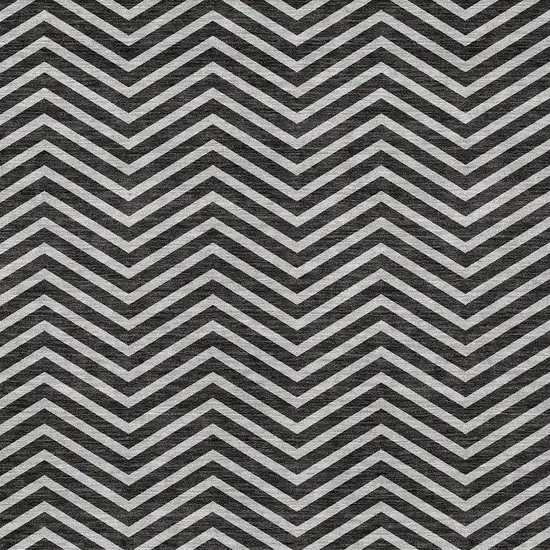 Black And Ivory Chevron Washable Indoor Outdoor Area Rug Photo 5