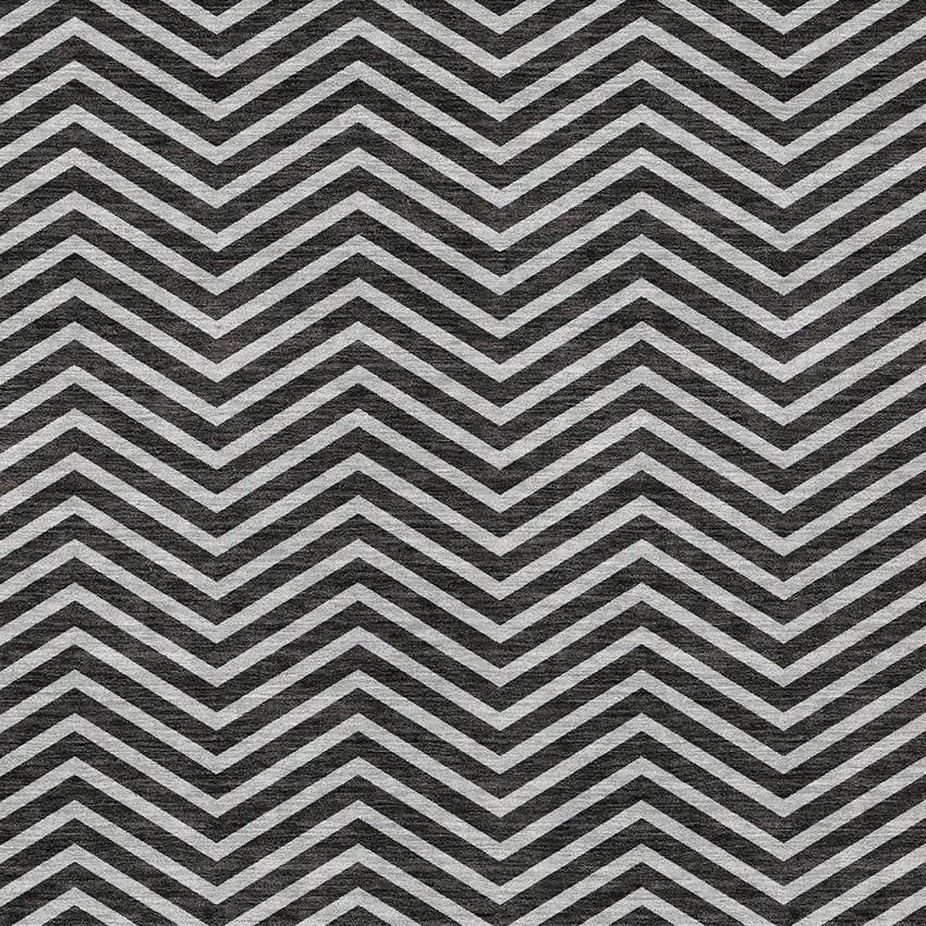 Black And Ivory Chevron Washable Indoor Outdoor Area Rug Photo 5