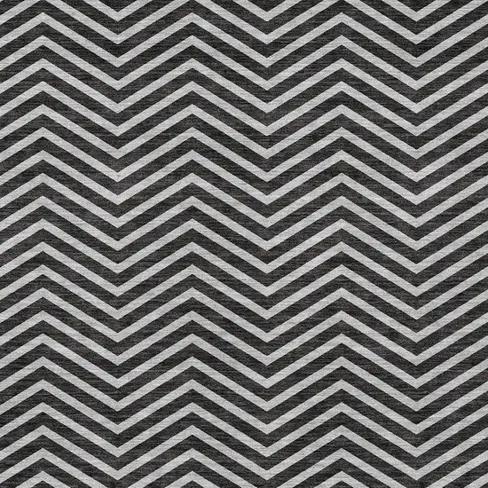Black And Ivory Chevron Washable Indoor Outdoor Area Rug Photo 5