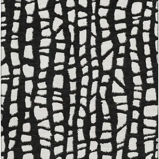 Black And Ivory Cobblestone Washable Area Rug With UV Protection Photo 3