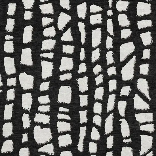 Black And Ivory Cobblestone Washable Area Rug With UV Protection Photo 3