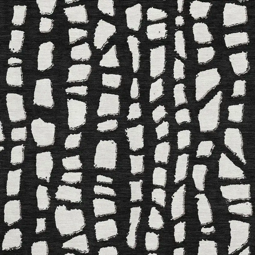 Black And Ivory Cobblestone Washable Area Rug With UV Protection Photo 3