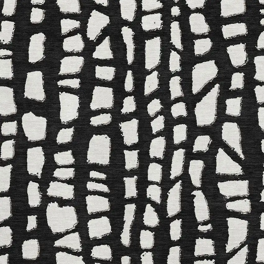 Black And Ivory Cobblestone Washable Area Rug With UV Protection Photo 3