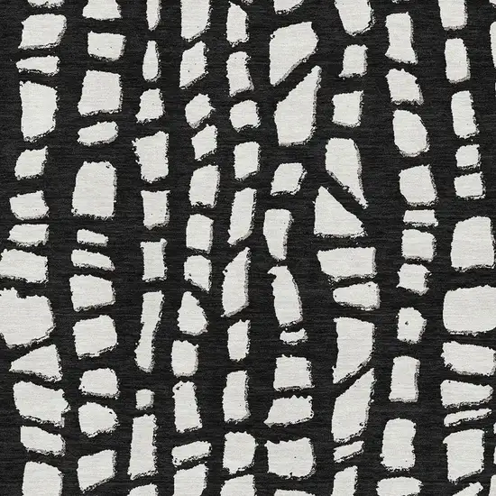 Black And Ivory Cobblestone Washable Area Rug With UV Protection Photo 3