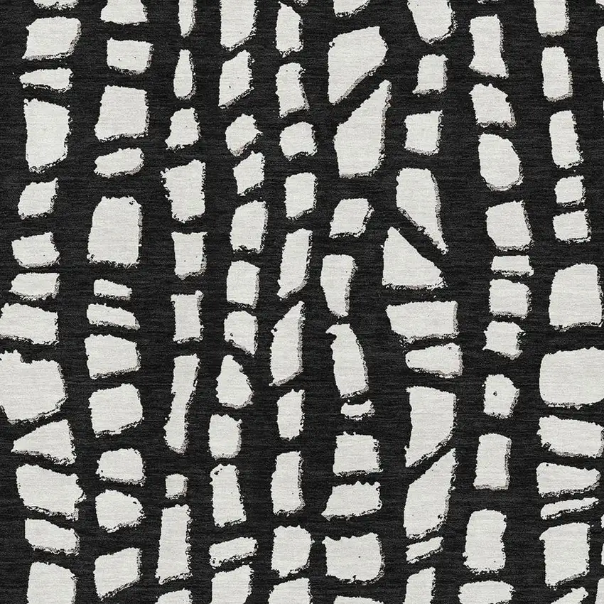 Black And Ivory Cobblestone Washable Area Rug With UV Protection Photo 3