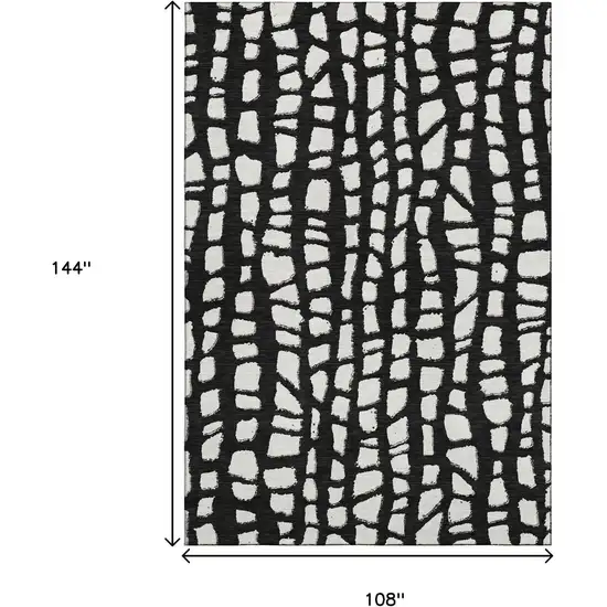 Black And Ivory Cobblestone Washable Area Rug With UV Protection Photo 3