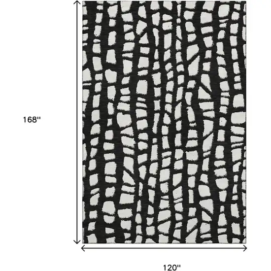 Black And Ivory Cobblestone Washable Area Rug With UV Protection Photo 3