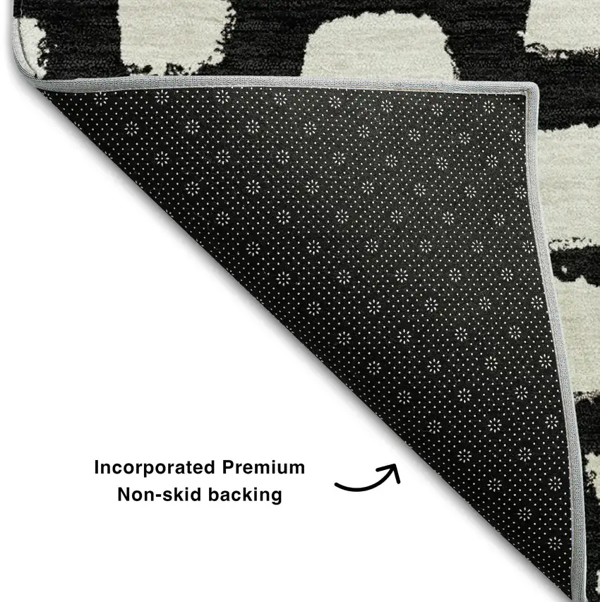 Black And Ivory Cobblestone Washable Area Rug With UV Protection Photo 6