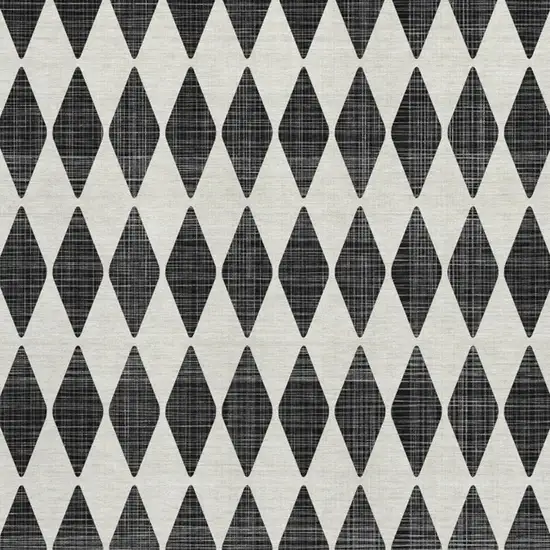Black And Ivory Diamond Washable Area Rug With UV Protection Photo 4