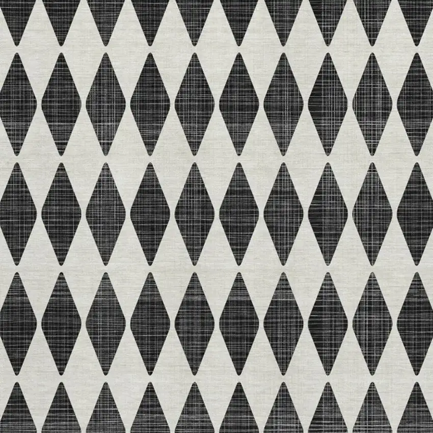 Black And Ivory Diamond Washable Area Rug With UV Protection Photo 4