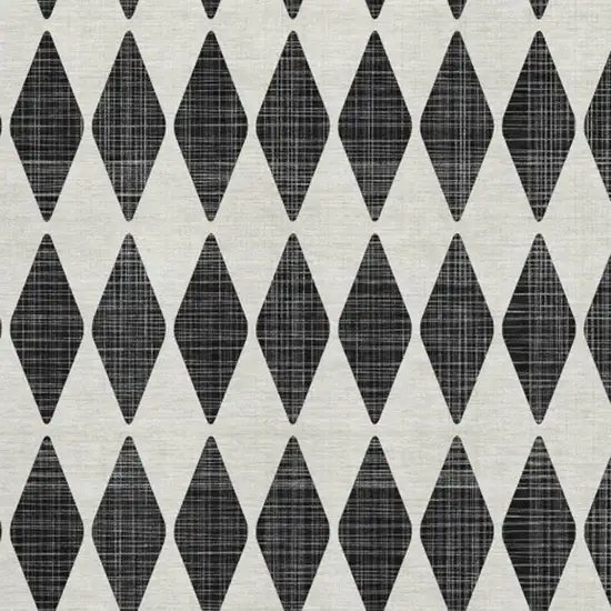Black And Ivory Diamond Washable Area Rug With UV Protection Photo 3