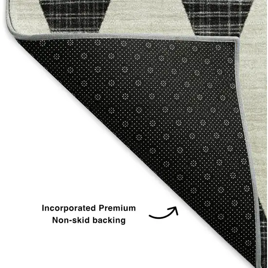 Black And Ivory Diamond Washable Area Rug With UV Protection Photo 6