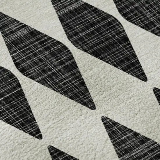 Black And Ivory Diamond Washable Area Rug With UV Protection Photo 8