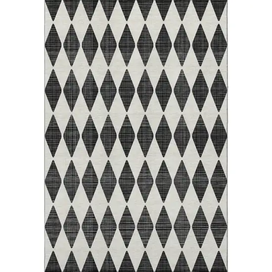 Black And Ivory Diamond Washable Area Rug With UV Protection Photo 4