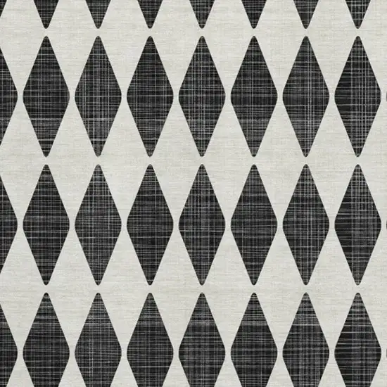 Black And Ivory Diamond Washable Area Rug With UV Protection Photo 3