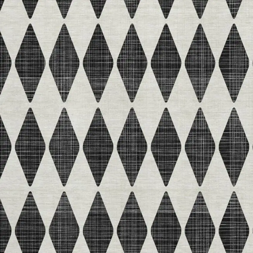 Black And Ivory Diamond Washable Area Rug With UV Protection Photo 3