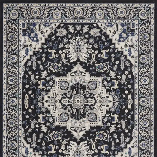 Black And Ivory Floral Area Rug Photo 8