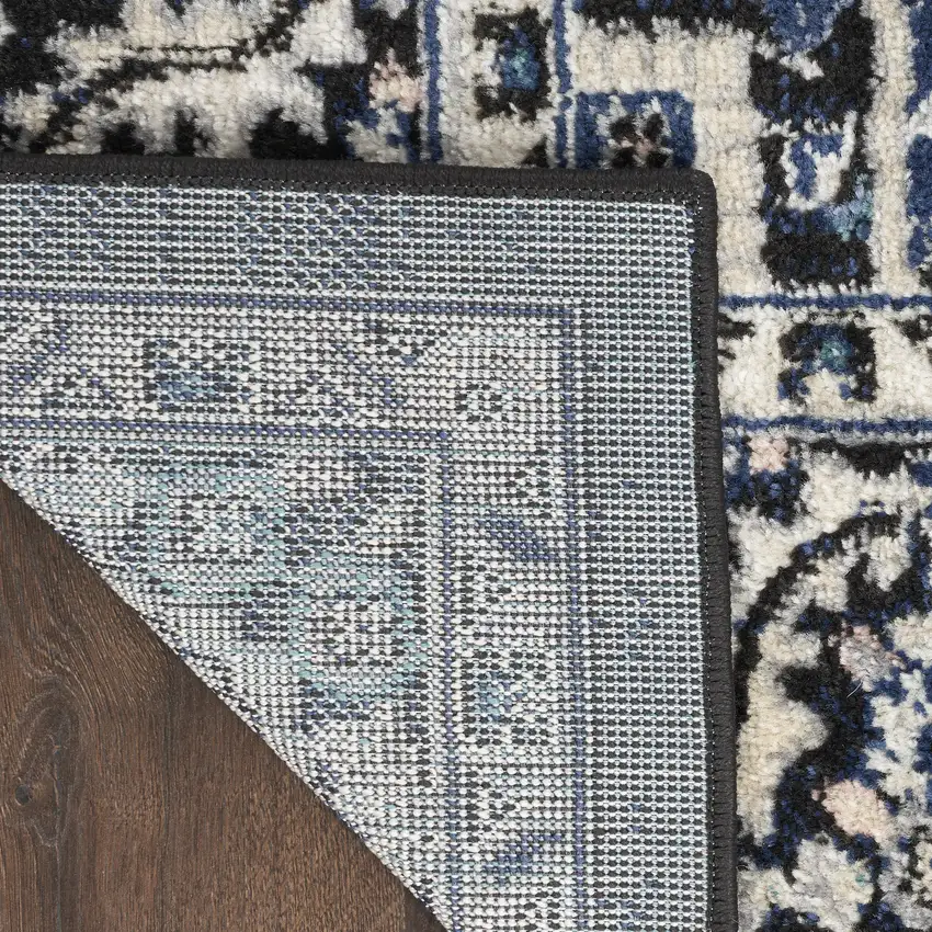 Black And Ivory Floral Area Rug Photo 8