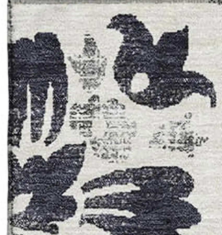 Black And Ivory Floral Washable Area Rug With UV Protection Photo 4