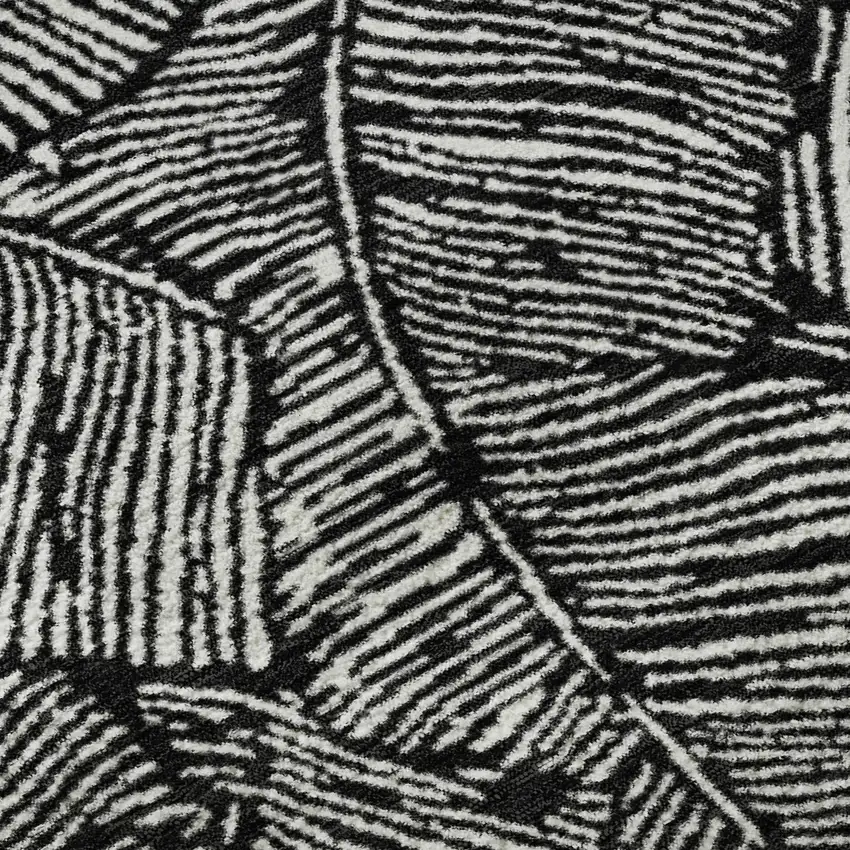 Black And Ivory Floral Washable Area Rug With UV Protection Photo 9