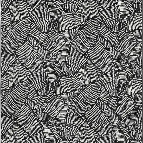 Black And Ivory Floral Washable Area Rug With UV Protection Photo 4