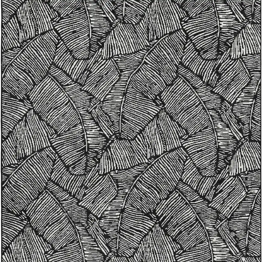 Black And Ivory Floral Washable Area Rug With UV Protection Photo 4