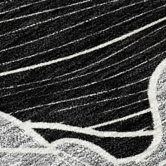Black And Ivory Floral Washable Indoor Outdoor Area Rug Photo 1
