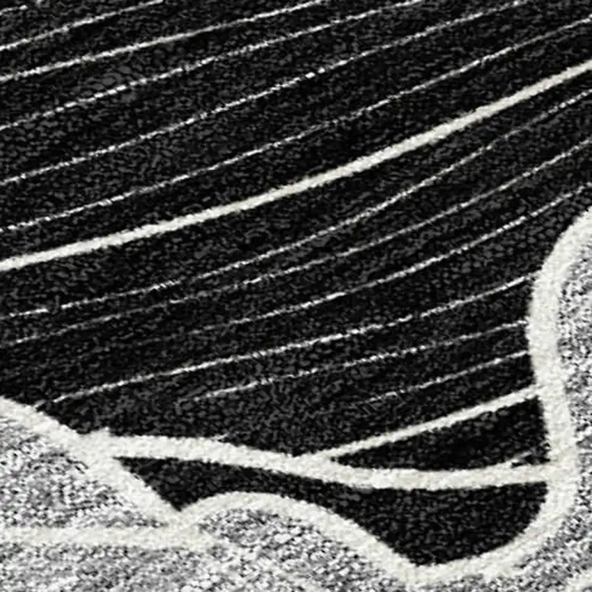 Black And Ivory Floral Washable Indoor Outdoor Area Rug Photo 1