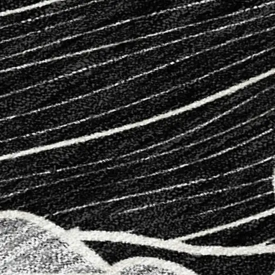 Black And Ivory Floral Washable Indoor Outdoor Area Rug Photo 1