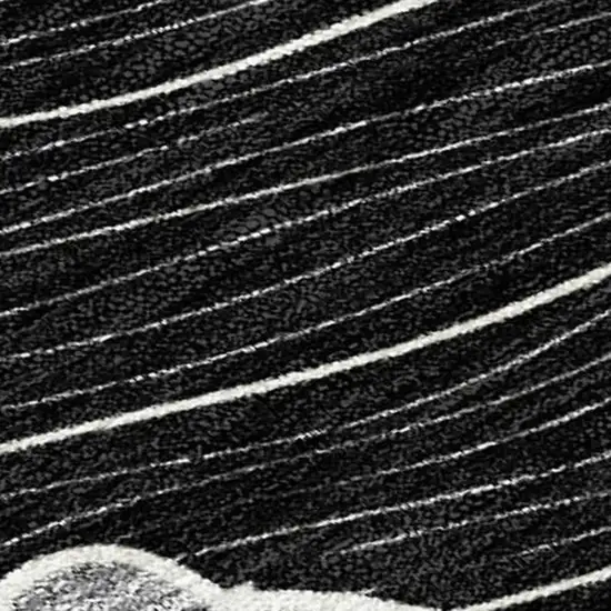 Black And Ivory Floral Washable Indoor Outdoor Area Rug Photo 1